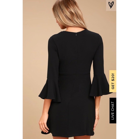 NWOT Lulu’s Black Flounce Sleeve Dress - Picture 3 of 4